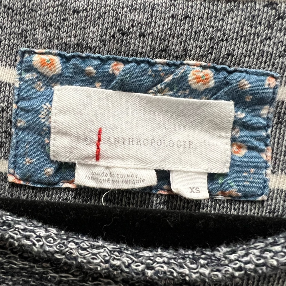 Anthropologie Striped Black & White, Half & Half, Exposed Stitching Sweater - Picture 3 of 7
